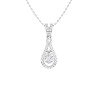 Diamondere Natural and Certified Pear Cut Gemstone and Diamond Drop Necklace in 14k White Gold | 0.53 Carat Pendant with Chain