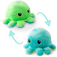 TeeTurtle - The Original Reversible Octopus Plushie - Green + Aqua - Cute Sensory Fidget Stuffed Animals That Show Your Mood