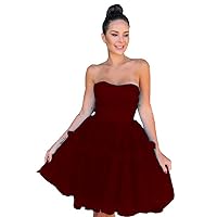 Strapless Tulle Homecoming Dresses Short Puffy Prom Ball Gown Dress for Teens Mini Evening Party Dress
