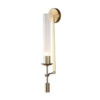 Modern Simple E26/E27 Gold Wall Sconce Tubular Clear Glass Glass+Copper Wall Lamp Fixture for Bathroom Bedroom Living Room Corridor Hotel Wall Lamp (Color : White Light)