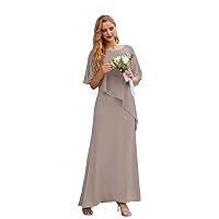 Women's Chiffon Mother of The Bride Dresses Scoop Neck Ankle Length Formal Cocktail Prom Dress
