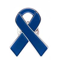 1 Blue Awareness Enamel Ribbon Pin With Metal Clasp Pin - Show Your Support For Arthritis, Bursitis, Child Abuse, Cancer, Colorectal Cancer, Dysplasia, Huntington’s Disease, Sex Trafficking