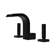 Faucets,3 Hole Bathroom Basin Tap Waterfall Basin Tap Hot and Cold Water Brass Bathroom Sink Mixer Tap/Black