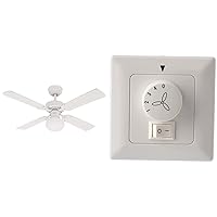 Westinghouse Vegas 7218540 Ceiling fan with lighting, A++ to E, metal, 60 W, E27, white, 105 x 105 x 44.2 cm. & 78801 Wall switch for ceiling fans with lighting.