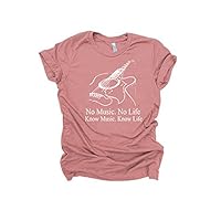 Acoustic Guitar T-Shirt Musician Tee, No Music No Life Tee