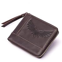 Wallet for Men RFID Men's Business Wallet Grain Leather Zip Around Wallet with Coin Pocket (Color : Coffee, Size : S)