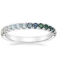 K Gallery 1.50 Ctw Round Cut Rainbow Diamond Wedding Engagement Band Ring 14K White Gold Finish