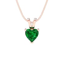 Clara Pucci 0.5 ct Brilliant Heart Cut Solitaire Simulated Emerald Solid 18K Rose Gold designer Pendant with 18