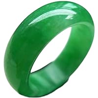 yigedan Women's Natural Green Jadeite Simple Band Ring Jade, Jade, Jade