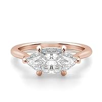 10K Solid Rose Gold Handmade Engagement Rings 1.00 CT Marquise Cut Moissanite Diamond Solitaire Wedding/Bridal Ring for Women/Her Gorgeous Ring