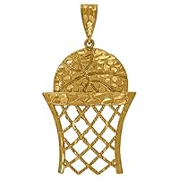 10k Yellow Gold Mens Sparkle Cut Textured Nugget Basketball Sport Charm Pendant Necklace Jewelry for Men