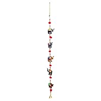 Door Hanging Decorative Five Hand Painted Elephant Stringed Together with Beads and Small Bell in Mix Assorted Color Combination