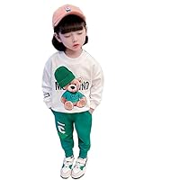 Boys And Girls Fashion Suit Cartoon Hoodie Pants Two Piece Set For Little Kid