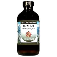 Tattvas Herbs Brahmi Hair and Body Oil - Non GMO Organic Ayurvedic Oil Provides A Peaceful, Calming Effect For Body And Mind, Promotes Hair Growth, Enhances Sleep - 8 oz.