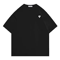 Aelfric Eden Oversized Tshirts for Women Embroidery Heart Graphic Tees Shirts Cotton Summer Casual Short Sleeve Tops