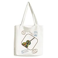 Guitar Music Instrument Pattern Design Stamp Shopping Ecofriendly Storage Canvas Tote Bag