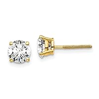 14k Gold 1 1/2 Carat Total Weight Round VS SI D E F Lab Grown Diamond Screw Back 4 Prong Stud Post Earrings Jewelry Gifts for Women