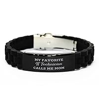 My Favorite IT Technician Calls Me Mom, IT Technician Silicone Bracelet Gift, Funny Gifts for IT Technician Mom