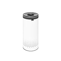 BrBrabantia - Laundry Hamper - with Plastic Lid - Ventilation Holes - Corrosion Resistant Materials - Hygienic - Discrete - Laundry Basket - Bathroom - with Small Hole - White - 35L