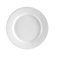 CAC China RCN-16 Clinton Rolled Edge 10-1/2-Inch Super White Porcelain Plate, Box of 12