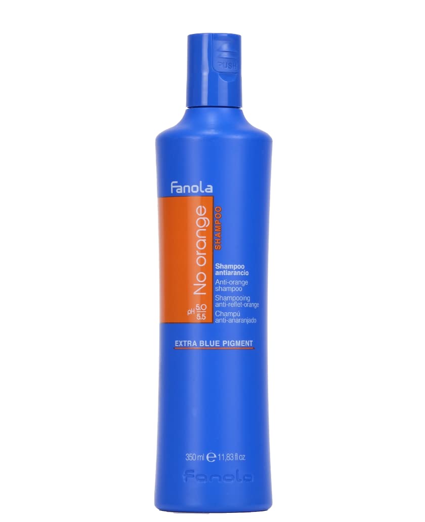 Fanola No Orange Shampoo With Blue Pigments To Eliminate Unwanted Orange Brassy Tones In Lightened Brunettes and Brown Hair 11.83oz