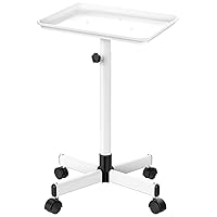 Salon Rolling Tray, Tattoo Tray, Salon Rolling Cart Adjustable Height, SPA Rolling Trolley Tray for Beauty Hairstylist Dental Clinic,White
