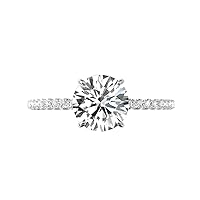 Siyaa Gems 3 CT Round Cut Colorless Moissanite Engagement Rings Wedding Birdal Ring Diamond Ring Anniversary Solitaire Halo Accented Promise Vintage Antique Gold Silver Ring Gift