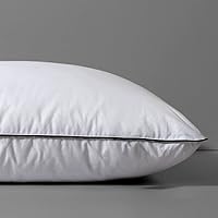 DWR Goose Feather Down Pillow for Sleeping Single Pack, Standard Size Organic Cotton Hotel-Style Bed Pillow Inserts, Soft Medium Pillow for Stomach and Back Sleeper (20x26,White)