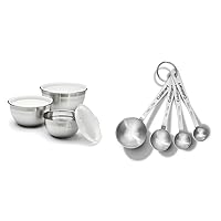 Cuisinart CTG-00-SMB Stainless Steel Mixing Bowls with Lids, 3 Piece & CTG-00-SMP Stainless Steel Measuring Spoons, Set of 4