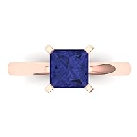 1.55 ct Princess Cut Solitaire Genuine Simulated Blue Tanzanite Stunning Classic Statement Ring 14k Rose Gold for Women