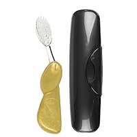 RADIUS Toothbrush Big Brush with Replaceable Brush Head BPA Free ADA Accepted - Left Hand - Gold Satin Brush with Black Case