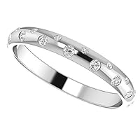 Love Band Eternity Sterling Silver Band, Engagement Bands for Women/Her, Anniversary Wedding Band, Bezel Set, Colorless 0.15 CT Round Brilliant Moissanite Engagement Band for Women/Her