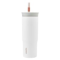 Owala Stainless Steel Triple Layer Insulated Travel Tumbler with Spill Resistant Lid and Straw, BPA Free, 24 oz, Grey/White (Iced Tea)