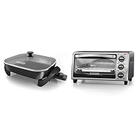 BLACK+DECKER 4-Slice Toaster Oven, TO1313SBD, Even Toast, 4 Cooking Functions Bake, Broil, Toast & Electric Skillet, Variable Temperature Control, Nonstick Cooking Surface