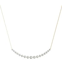 1 Carat TW Diamond Smiley Bar Necklace in 14K Yellow Gold