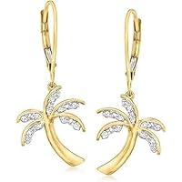 Indi Gold & Diamond Jewelry 0.40Ct Round Cut Created White Diamond Palm Tree Drop & Dangle For Women's Earring 14K Yellow Gold Finish