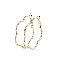 14K Gold Plated Floral Hoop on both inner and outer faces