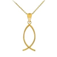YELLOW GOLD ICHTHUS (FISH) VERTICAL PENDANT NECKLACE - Gold Purity:: 14K, Pendant/Necklace Option: Pendant Only
