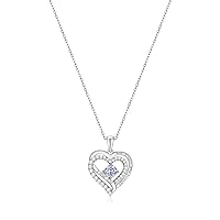 Forever Love Heart Pendant Necklaces for Women 925 Sterling Silver with Birthstone Swarovski Crystal, Birthday,Anniversary,Party,Jewelry Gift for Mom Women Girls(June-Silver)