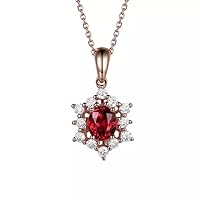 Navnita Jewellers 14k Rose Gold Plated 1.50 Ct Oval Cut CZ Ruby & Simulated Diamond Halo Pendant With 18
