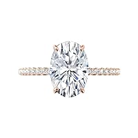 Oval Cut Moissanite Engagement Ring, 3.0 Ct, 18K White Gold Setting, Colorless VVS1 Clarity