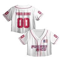 Zhamlixes Store Personalized Name Beautiful Puerto Rico Puerto Rico Pride Crop Top Baseball Jersey XS-XL