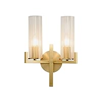 KUYT Sconce Fixture American Copper Sconces Simple Personality Single or Double Head Led Bulb Wall Lamp Bedside Wall Light Fixtures Living Room Wall Lamp Mirror Front Indoor Lighting Wall Lamp Indoor/