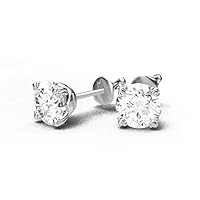 Crecida 2.00 Carat (ctw) 14 K White Gold Round Cut Lab-Grown White Diamond Earring with VS1-VS2-GH