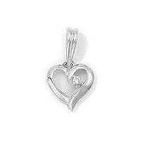 14K White Gold Diamond Heart Pendant (Chain NOT Included)