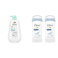 Dove Body Wash 30.6 oz & Antiperspirant Deodorant Stick 2 Count for Soft Skin, Underarm Odor Protection