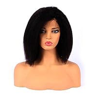 Full Lace Wigs human hair for black women Kinky Straight Indian Hair 100% Virgin Remy Human Hair Wig Jet Black 12 inches