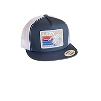 Lazy J Ranch Wear Baseballkappe, 10,2 cm, Sonnenuntergang Bull, Marineblau und Weiß, Mehrfarbig/Meereswellen (Ocean Tides), 4