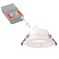 WF4 Dreg SM ALO19 SWW5 90CRI MW M6 Canless Wafer Recessed LED Downlight, Deep Regressed Smooth Trim Style, 4-Inch, Matte White