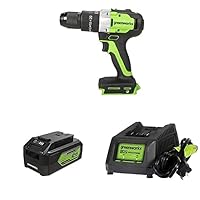 Greenworks 24V Brushless 1/2-Inch Hammer Drill, 4.0Ah USB Battery and Charger Included